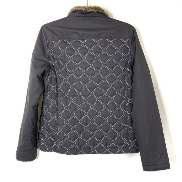 Athleta | Brown Quilted Fur Collar Jacket M - Picture 4 of 4